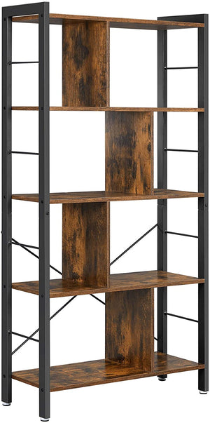 Iron Framed 4-Tier Industrial Bookshelf