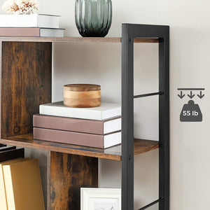 Iron Framed 4-Tier Industrial Bookshelf