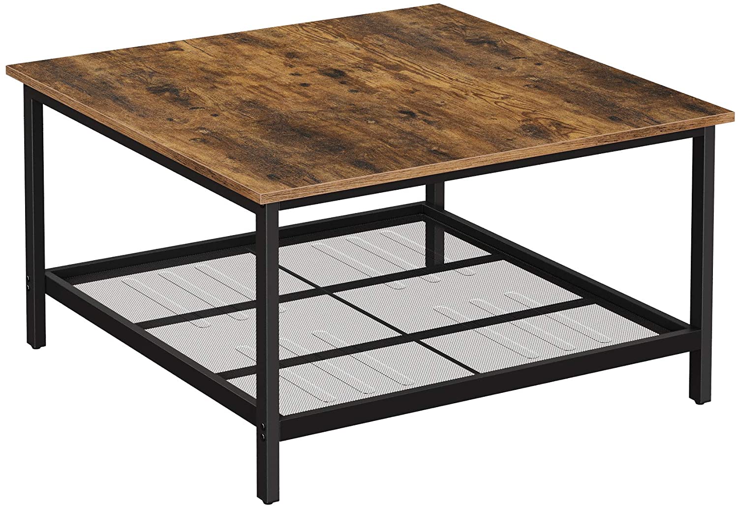 Coffee Table With Steel Frame And Under Mesh Storage