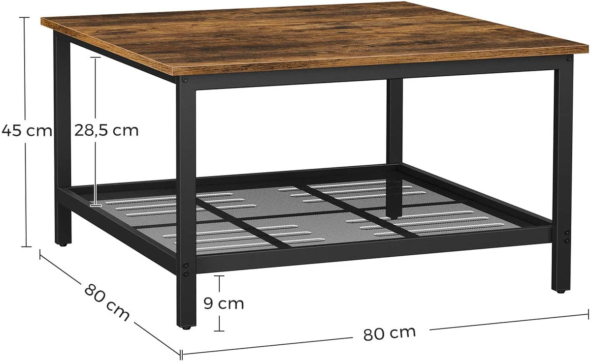 Coffee Table With Steel Frame And Under Mesh Storage