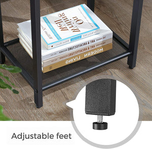 Rustic Wooden Side Table With Under Mesh Shelf