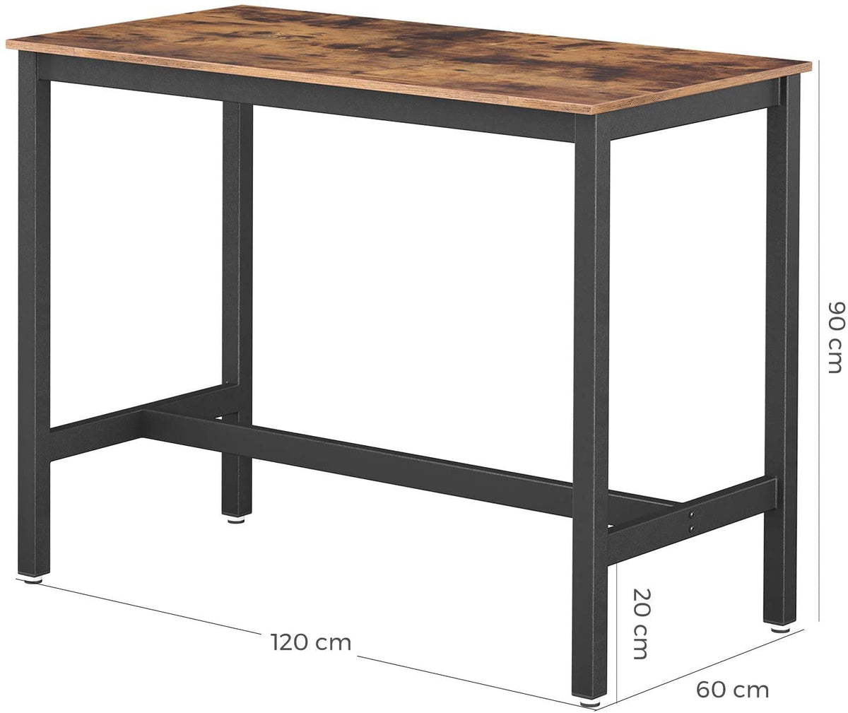 Solid Metal Framed Bar Table - 120 x 60 x 90 cm