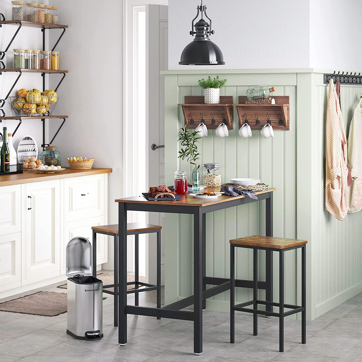 Rustic Brown Square Bar Stools - 2 Pack