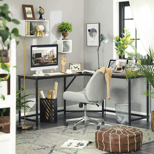 Rustic Brown L-Shaped Computer Desk