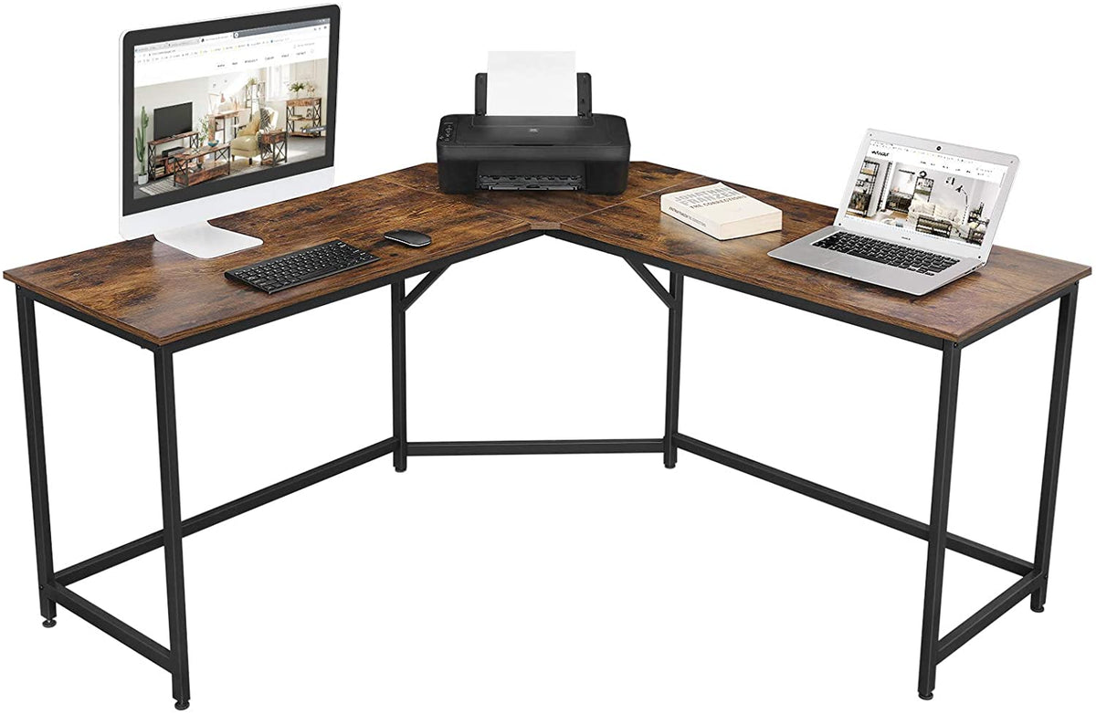 Rustic Brown L-Shaped Computer Desk