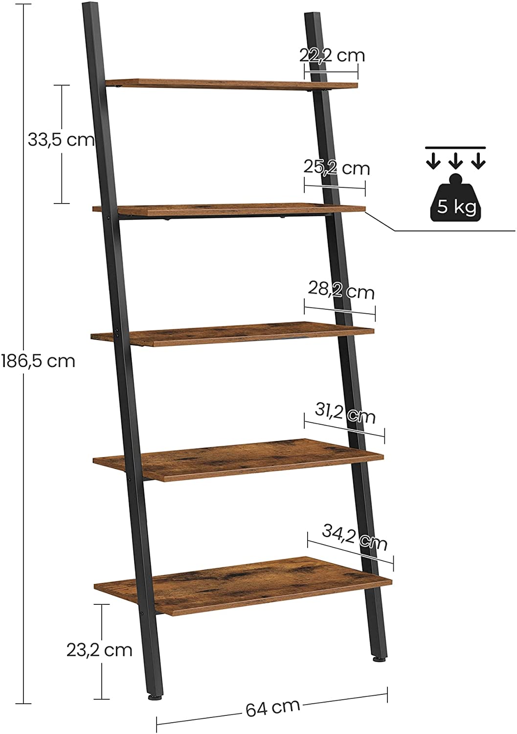 Unique 5-Tier Bookshelf Rack
