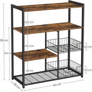 Rustic Multi Level Shelf - 80 x 35 x 95cm
