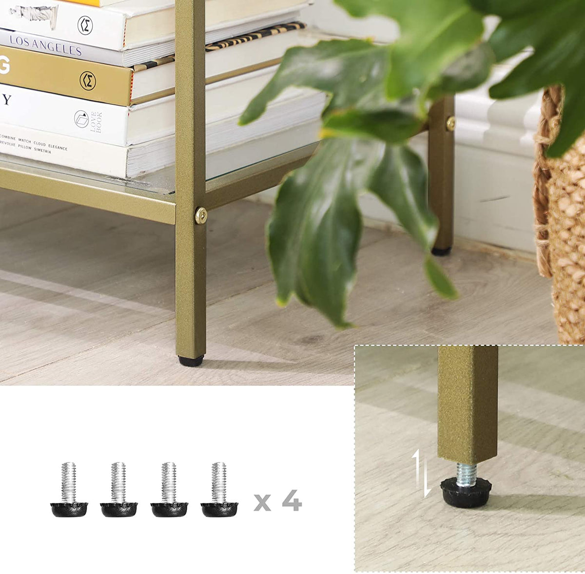 3 Tier Metal Storage Rack Cupboard With Tempered Glass Tops