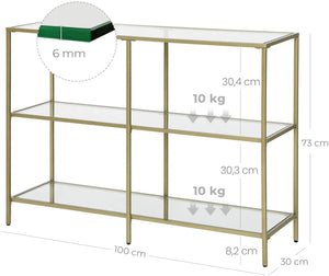 3 Tier Metal Storage Rack Cupboard With Tempered Glass Tops