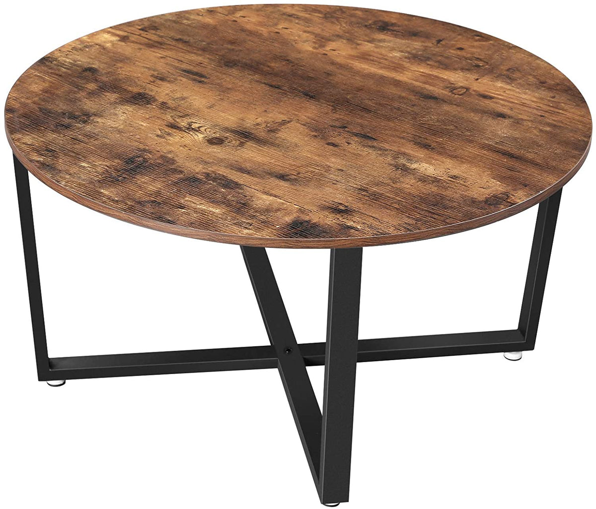 Rustic Brown and Black Round Coffee Table