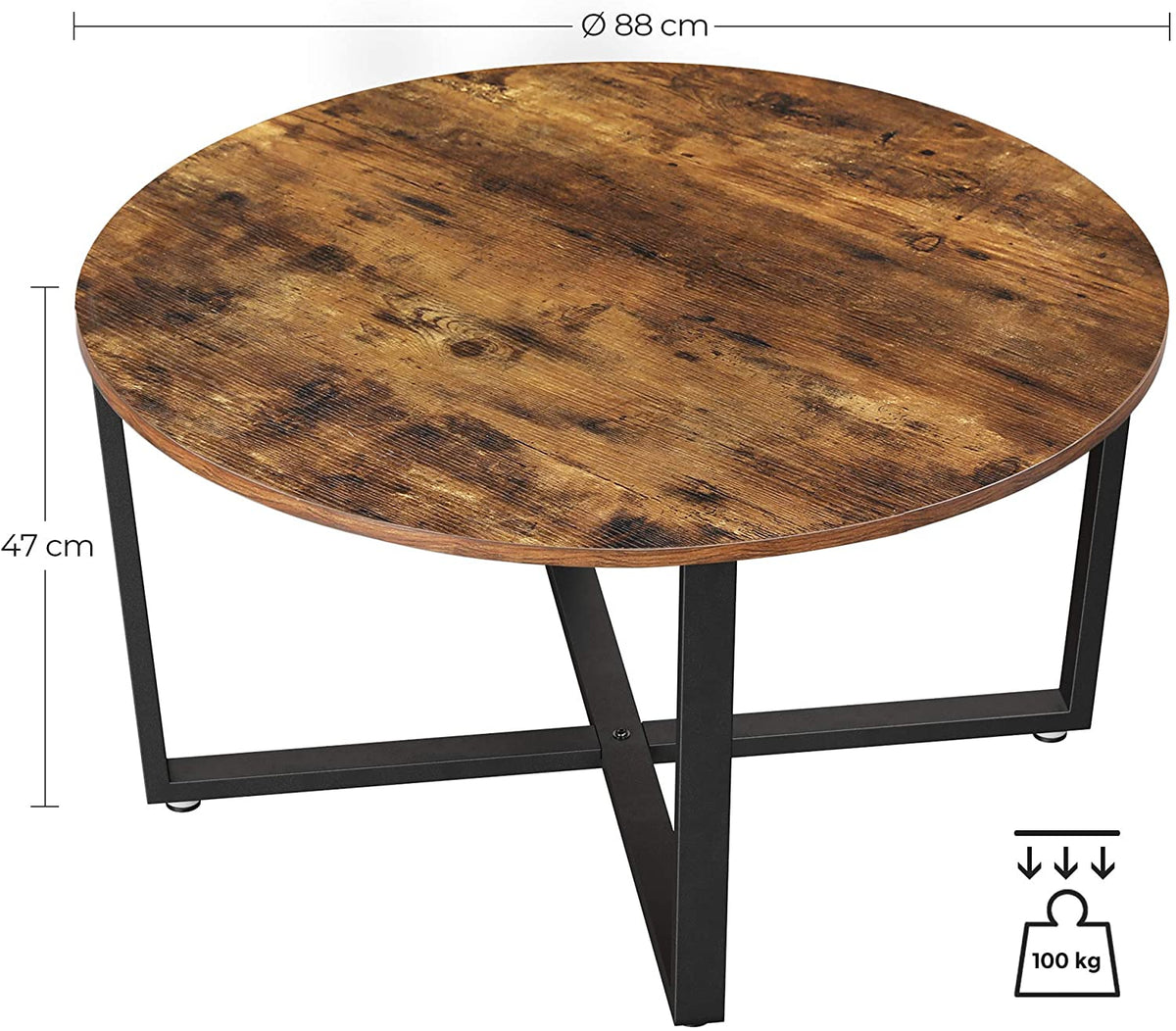 Rustic Brown and Black Round Coffee Table
