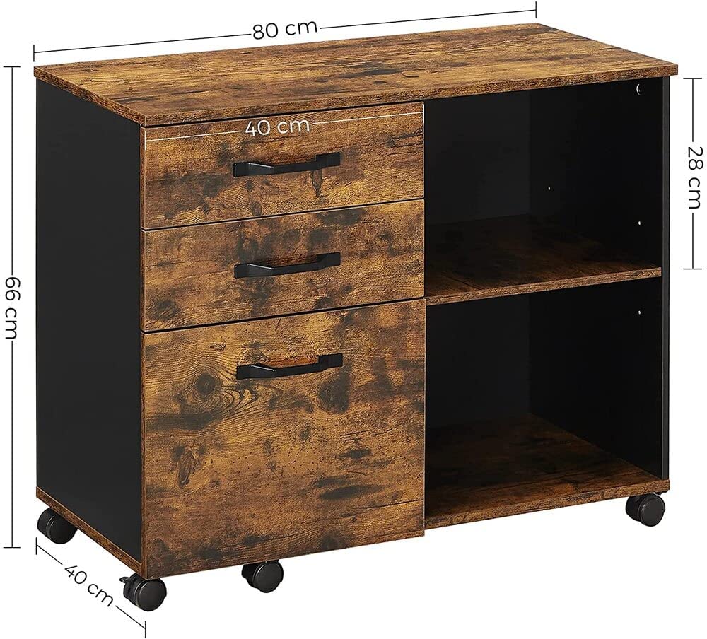 Rustic A4 3-Drawer Filing Cabinet