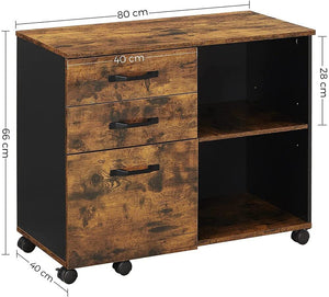 Rustic A4 3-Drawer Filing Cabinet