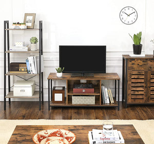 Open Rustic Brown Industrial TV Console Unit