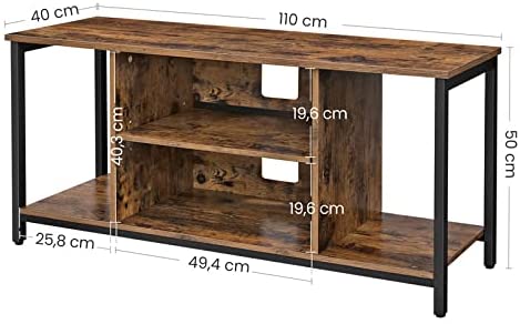 Open Rustic Brown Industrial TV Console Unit