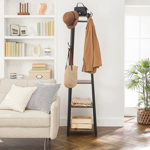 3 Shelf Coat Rack With Hanging Hooks
