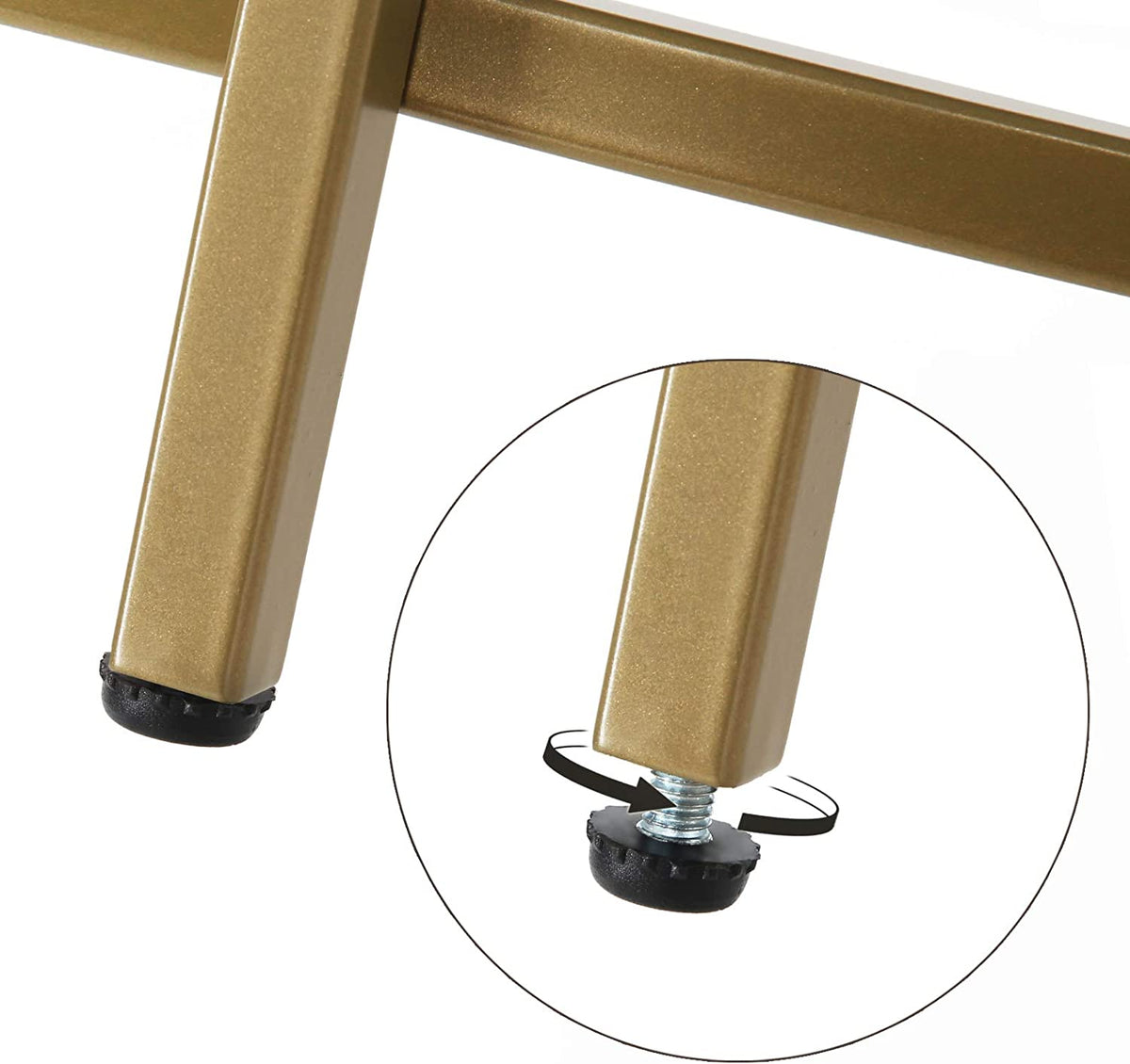 Gold Round Side Table With Golden Metal Frame