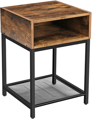 Industrial Side Table With Open Compartment
