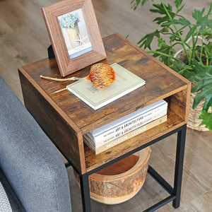 Industrial Side Table With Open Compartment