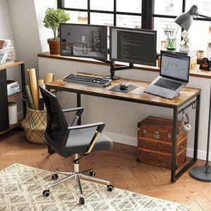 Home Office Desk With 8 Side Hooks -140 x 60 x 75 cm
