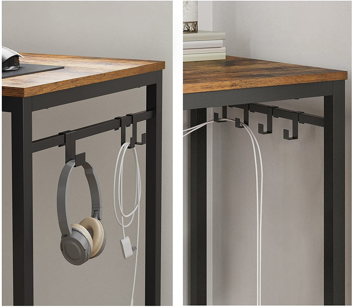 Home Office Desk With 8 Side Hooks -140 x 60 x 75 cm