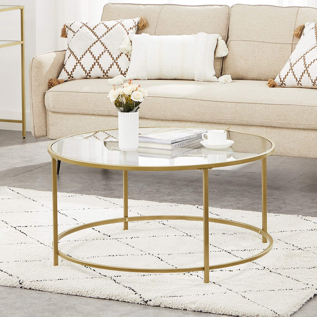 Gold Framed Glass Coffee Table