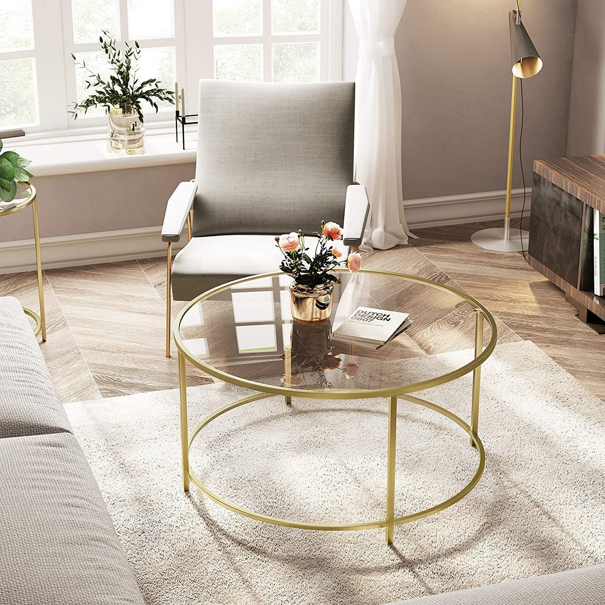 Gold Framed Glass Coffee Table