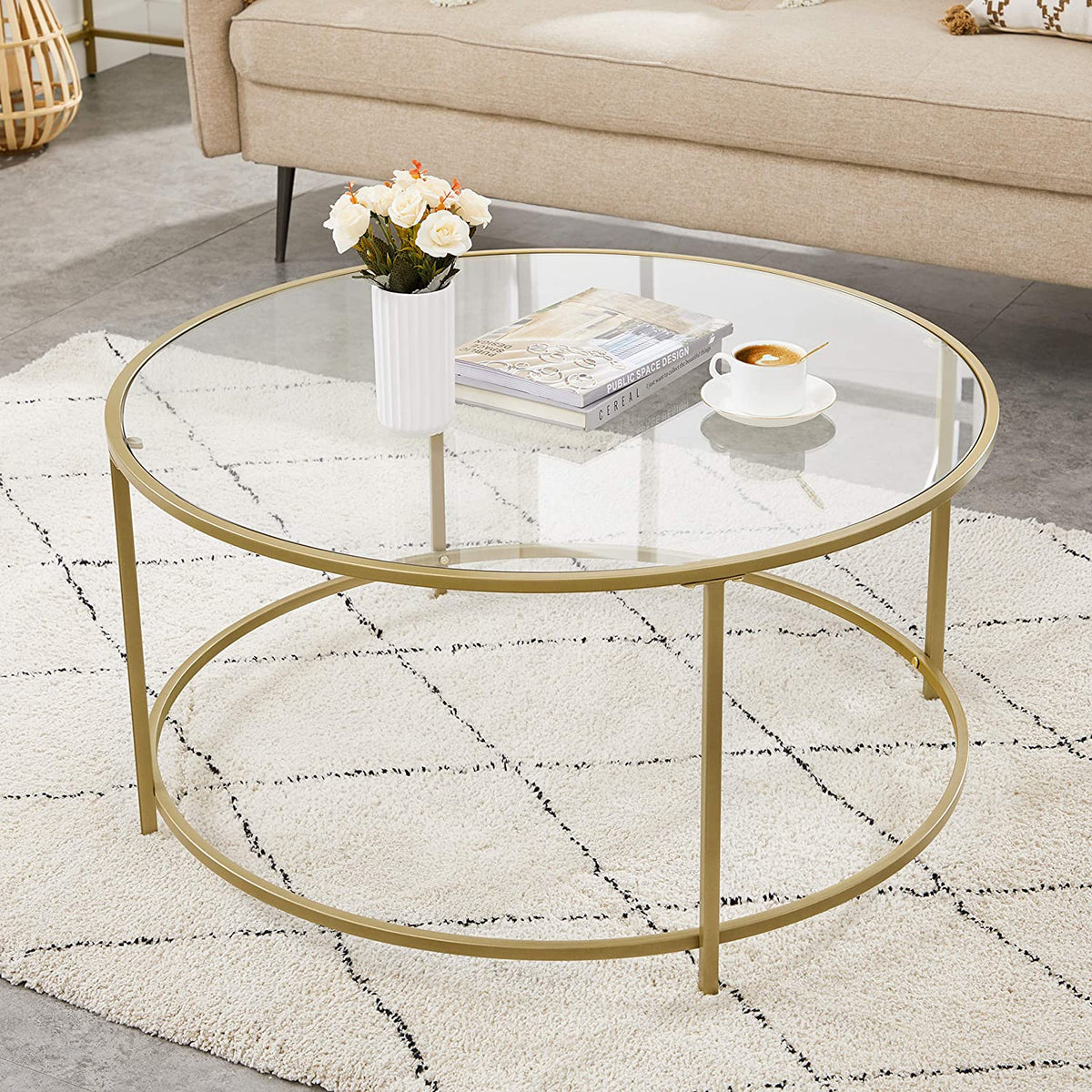 Gold Framed Glass Coffee Table