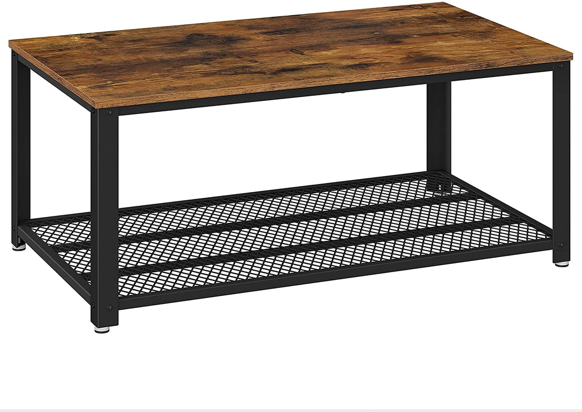 Rustic Coffee Table With Metal Frame