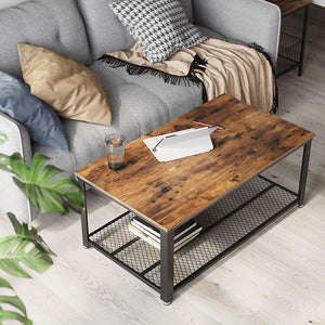 Rustic Coffee Table With Metal Frame