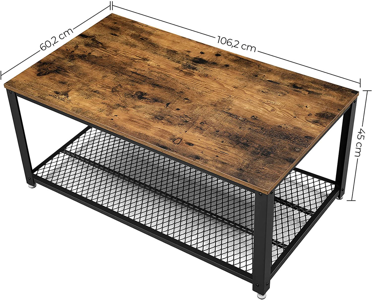 Rustic Coffee Table With Metal Frame