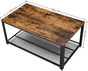 Rustic Coffee Table With Metal Frame