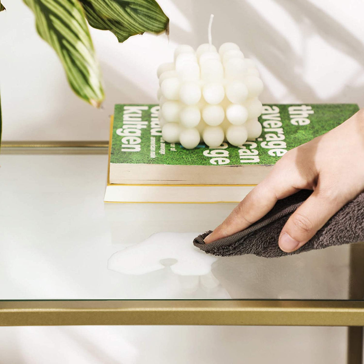 Metal Frame Table With 2 Shelves And Adjustable Feet