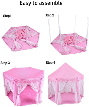 Princess Indoor Playhouse Toy Play Tent for Kids Toddlers with Mat Floor and Carry Bag (Pink)