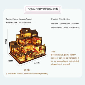 Dollhouse Miniature with Furniture Kit Plus Dust Proof and Music Movement - Giant Asia (1:24 Scale Creative Room Idea)