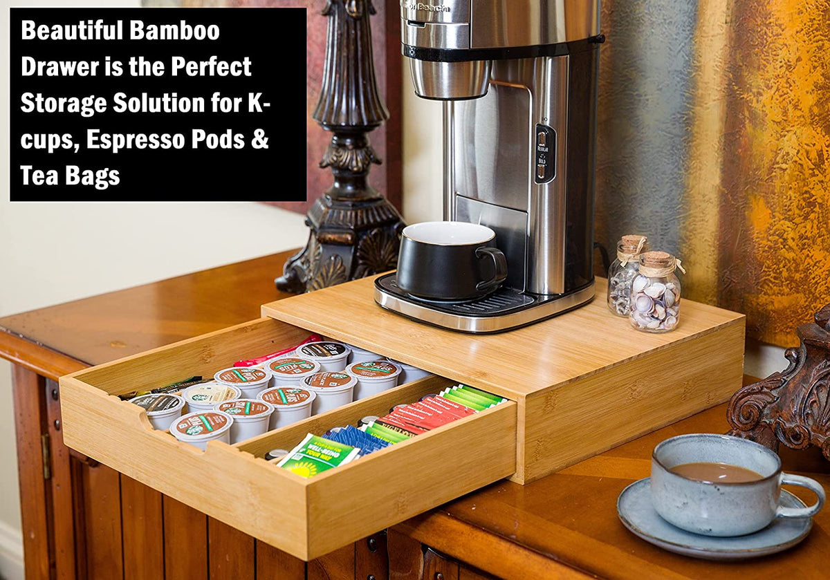 Bamboo K-Cup Coffee Pod Holder Storage Organizer