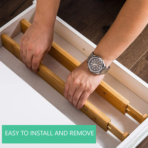 4 Pack Bamboo Adjustable Kitchen Drawer Dividers (Large, 44-55 cm)