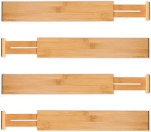 4 Pack Bamboo Adjustable Kitchen Drawer Dividers (Large, 44-55 cm)