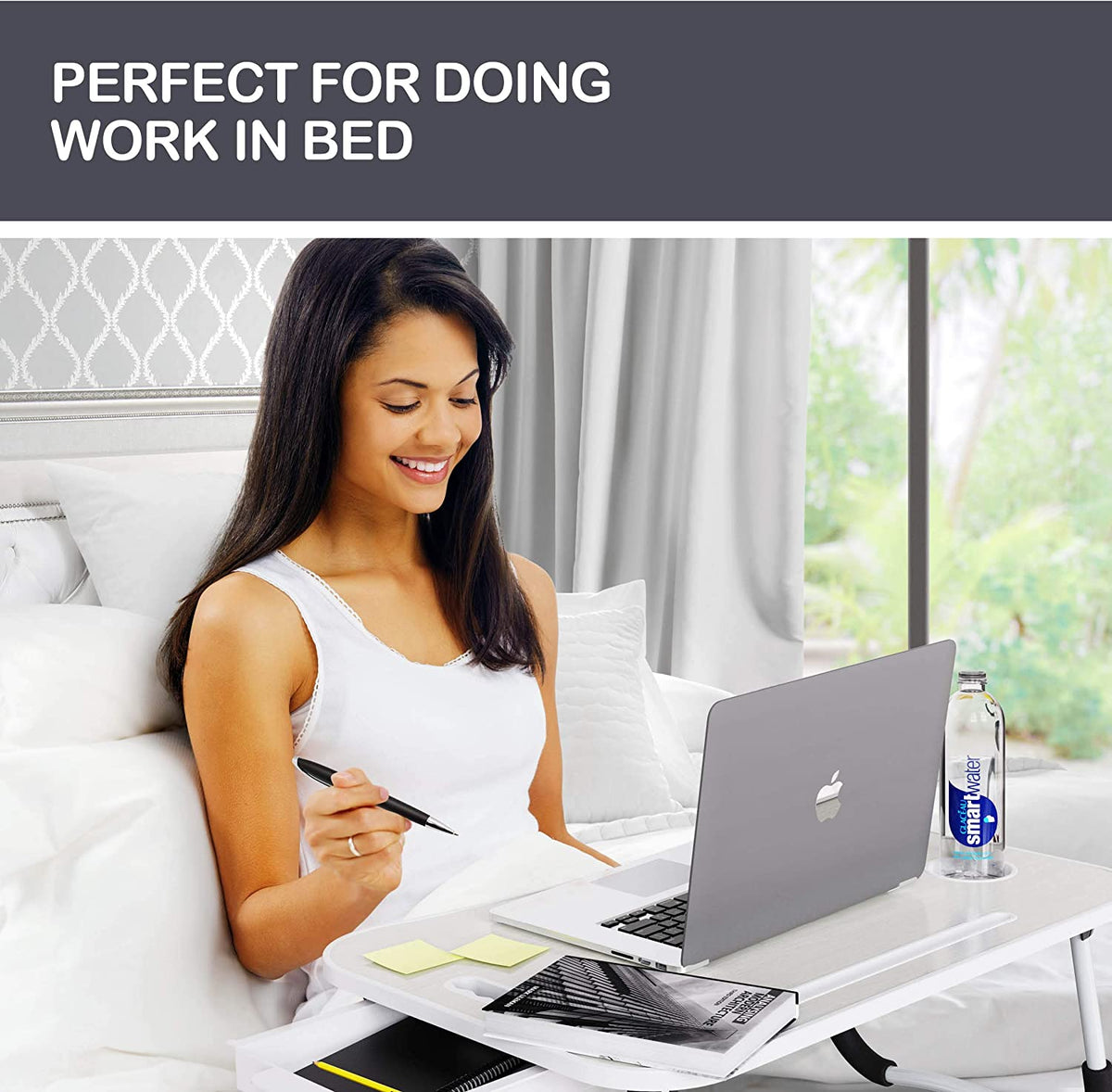 Laptop Bed Desk with Storage - Home Office Workstation