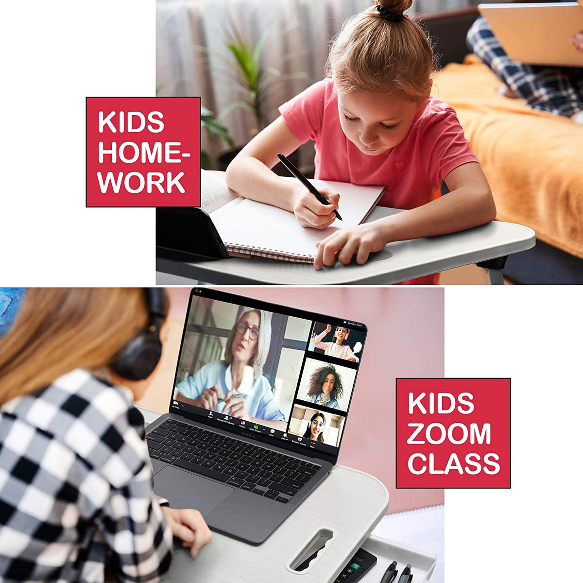 Laptop Bed Desk with Storage - Home Office Workstation