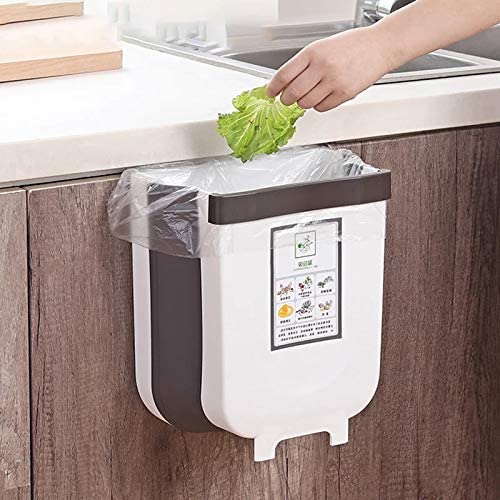 Hanging Trash Can Collapsible Small Garbage Waste Bin for Kitchen
