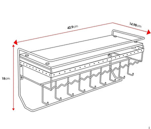 Wall Mount Hanging Jewelry Organizer with 9 Hooks (Black Metal)