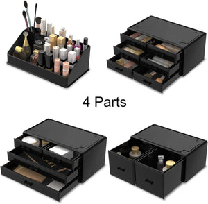 Makeup Cosmetic Organizer Storage with 12 Drawers Display Boxes (Black)