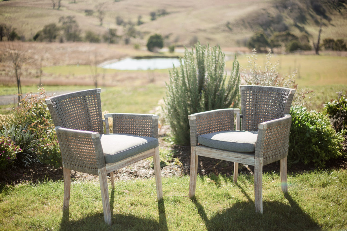 Wicker Highback Chair Set | White