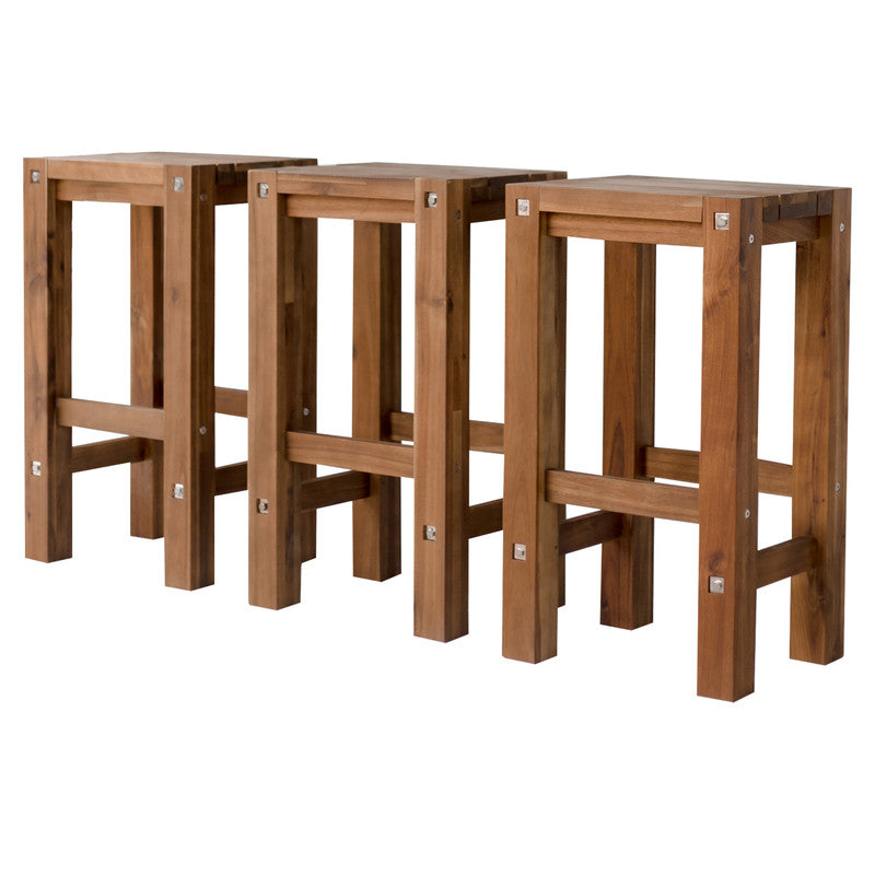 Set of 3 Natural Bar Stools