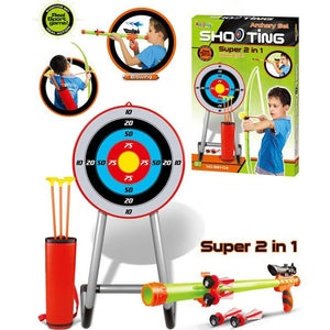New Kingsport Large 2 in 1 Archery Set - Kids Suction Arrows Target - 90cm Stand