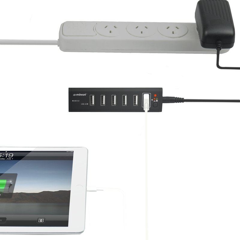 mbeat 7-Port USB 3.0 x 1 + USB 2.0 x 6 Hub with 2.1A Smart Charging Function