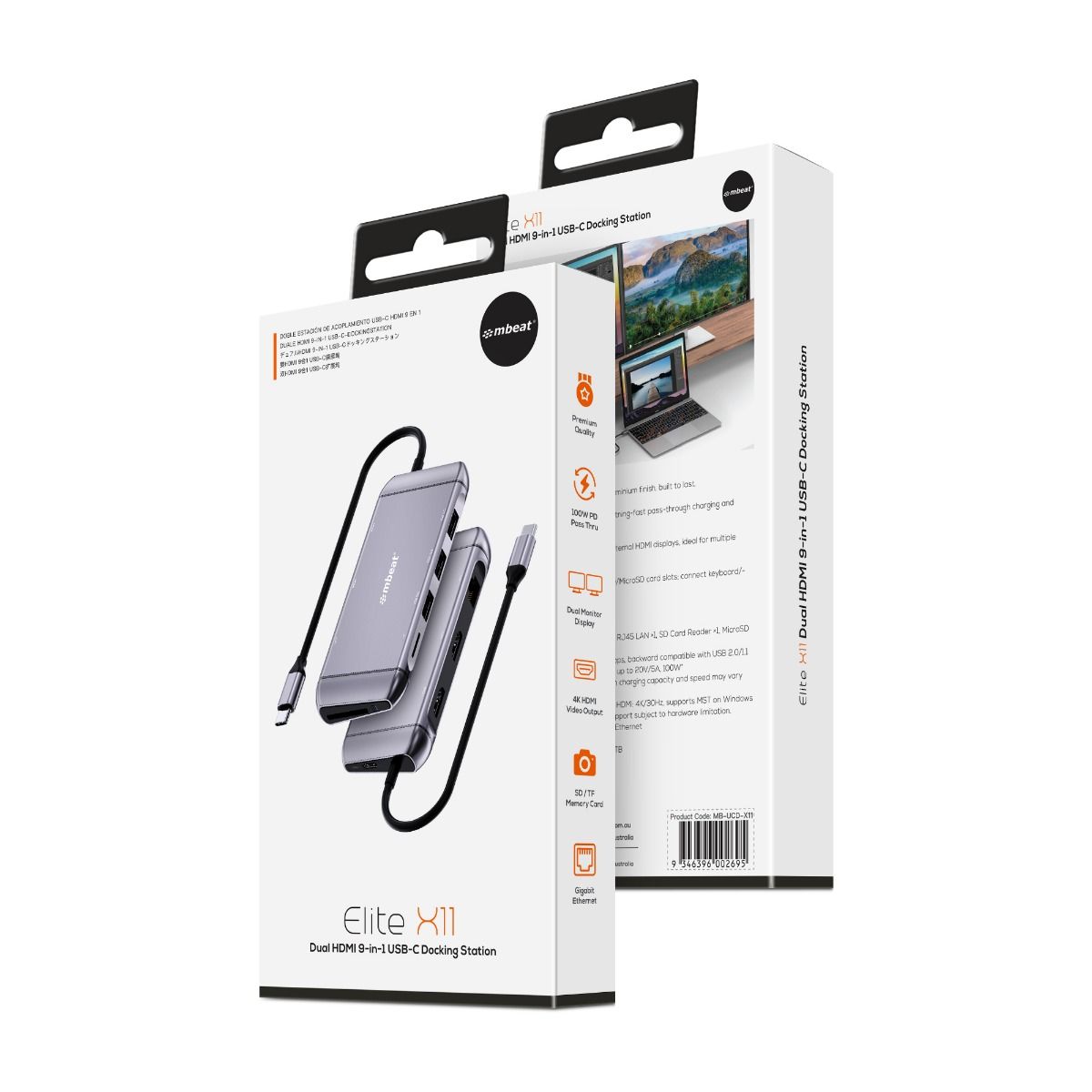 mbeat Elite X11 Dual HDMI USB-C Docking Station