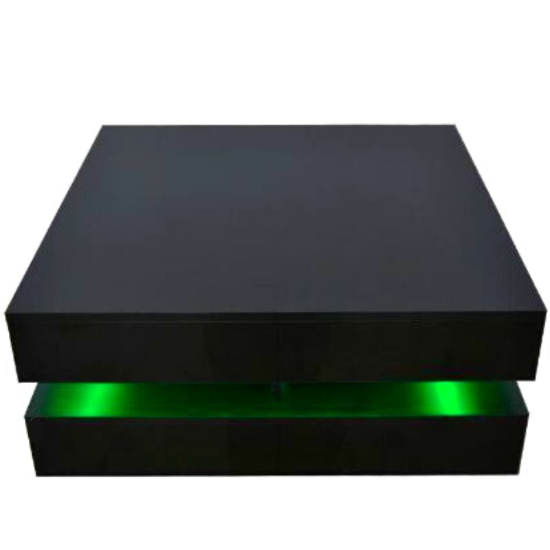 Modern Large High Gloss Coffee Table | LED Lights, Sleek Black Design