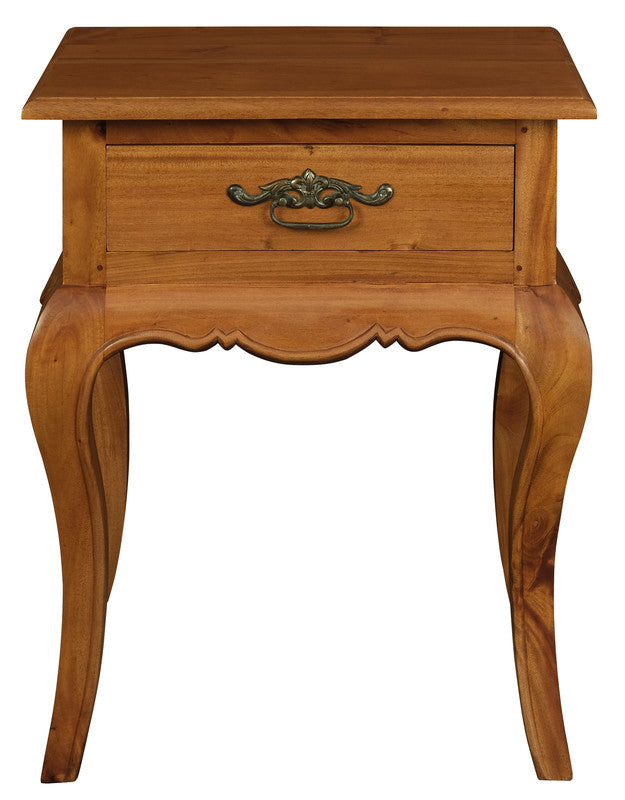 French Provincial 1 Drawer Lamp Table | Light Pecan Finish, Classic Design